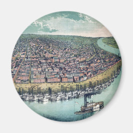 Antik Karta Saint Louis Missouri Mississippifloden Magnet