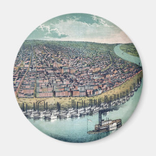 Antik Karta Saint Louis Missouri Mississippifloden Magnet