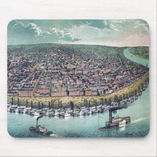 Antik Karta Saint Louis Missouri Mississippifloden Musmatta