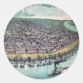 Antik Karta Saint Louis Missouri Mississippifloden Runt Klistermärke