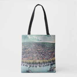 Antik Karta Saint Louis Missouri Mississippifloden Tygkasse