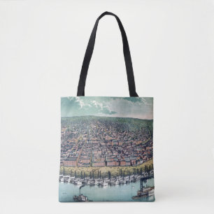 Antik Karta Saint Louis Missouri Mississippifloden Tygkasse