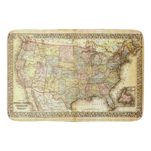 Antik kartaUnited States Amerika USA vintage 1867 Badrumsmatta