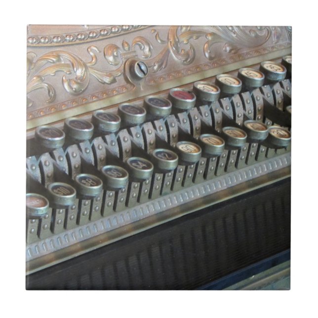 Antik kassaapparat kakelplatta (Framsidan)