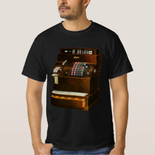 Antik kassaapparat, vintage detaljhandel t shirt