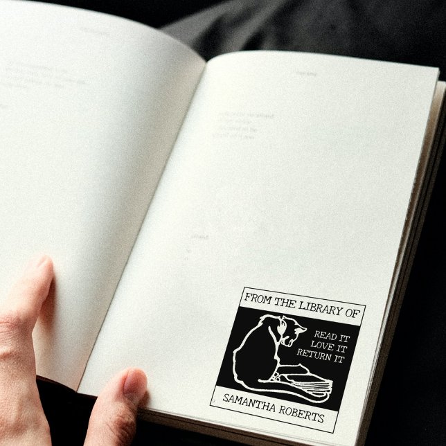 Antik Katt Från Biblioteket Stämpel (Skapare uppladdad)