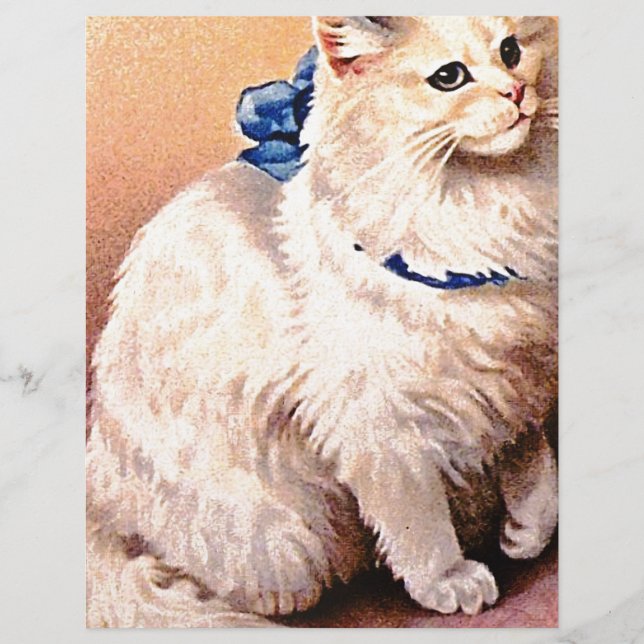 Antik katt med blå rosett (Framsida)