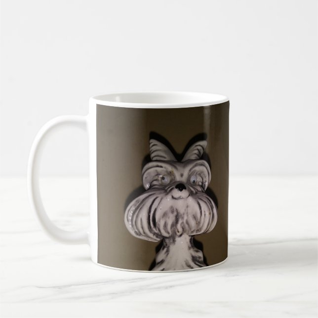 Antik Keramisk Hund Kaffe Mugg (Vänster)