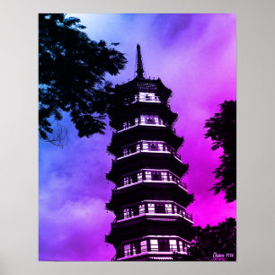Antik Kina Canton den blommande pagoden Poster