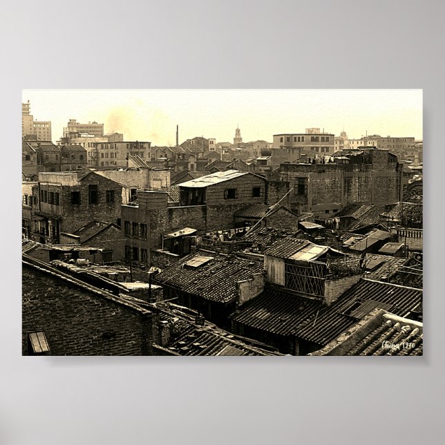 Antik Kina Kanton stad Poster (Framsidan)