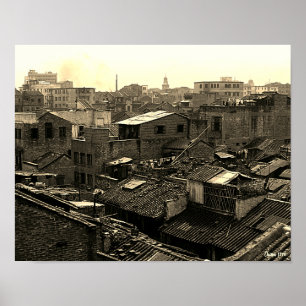 Antik Kina Kanton stad Poster
