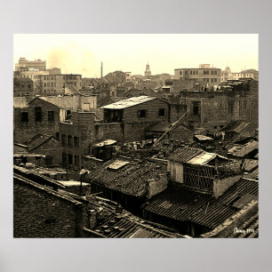 Antik Kina Kanton stad Poster