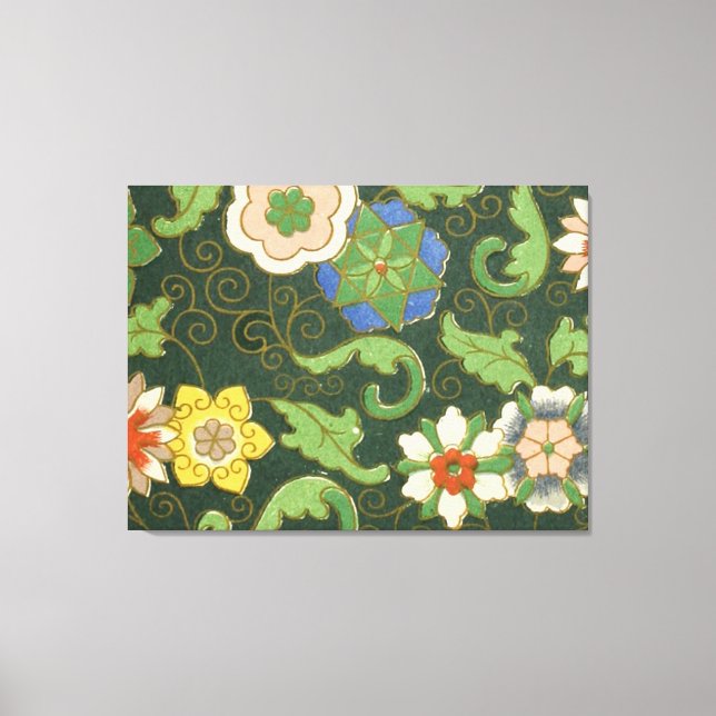 Antik kinesisk cloisonné-mönster: Jadegrön Canvastryck (Framsida)