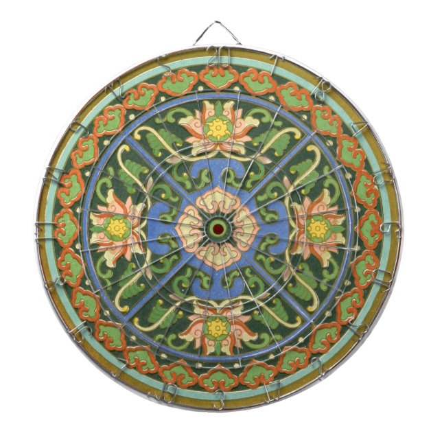 Antik kinesisk cloisonné-mönster: Jadegrön Darttavla (Framsidan)