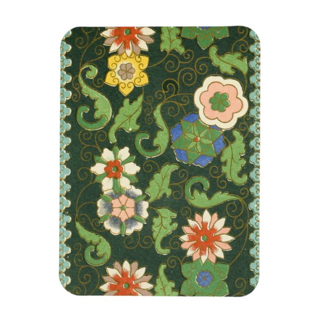 Antik kinesisk cloisonné-mönster: Jadegrön Magnet (Vertikal)