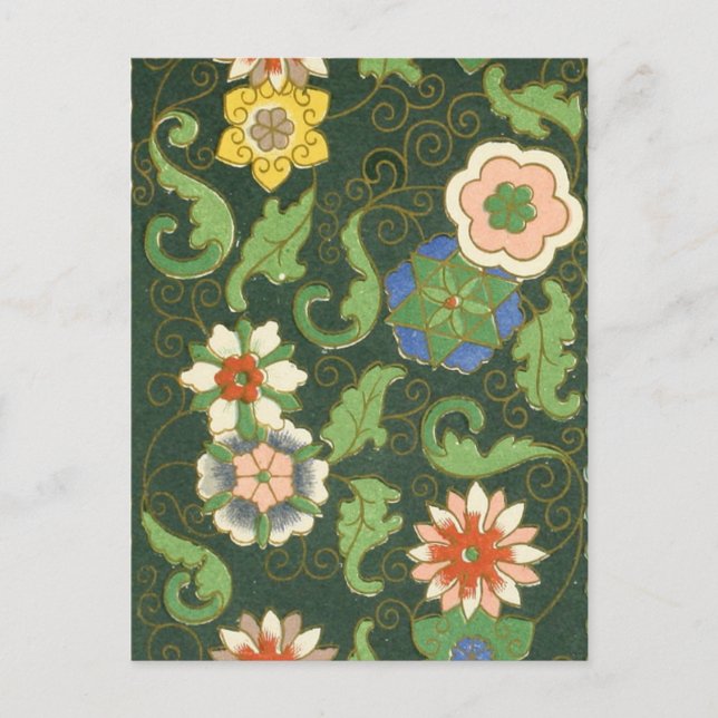 Antik kinesisk cloisonné-mönster: Jadegrön Vykort (Framsida)