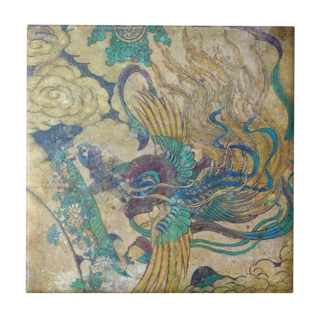 Antik kinesisk konst belägger med tegel kakelplatta (Framsidan)