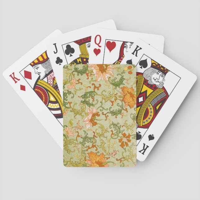 Antik kinesisk prydnad Jones blommor Casinokort (Baksidan)