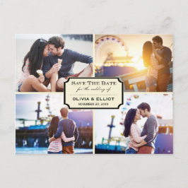 Antik Klassisk Bokplansch Fyra Foto Spara Datumet Meddelande Vykort