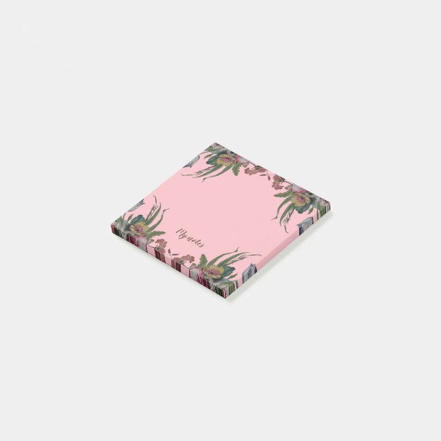 Antik Klocka med Blommor Post-it Block (Vinklad)