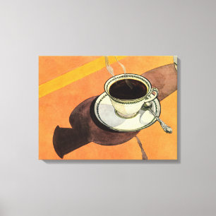 Antik kopp kaffe, fat, sked, retro diner canvastryck