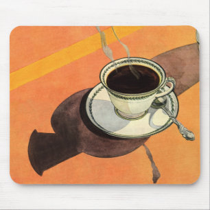 Antik kopp kaffe, fat, sked, retro diner musmatta