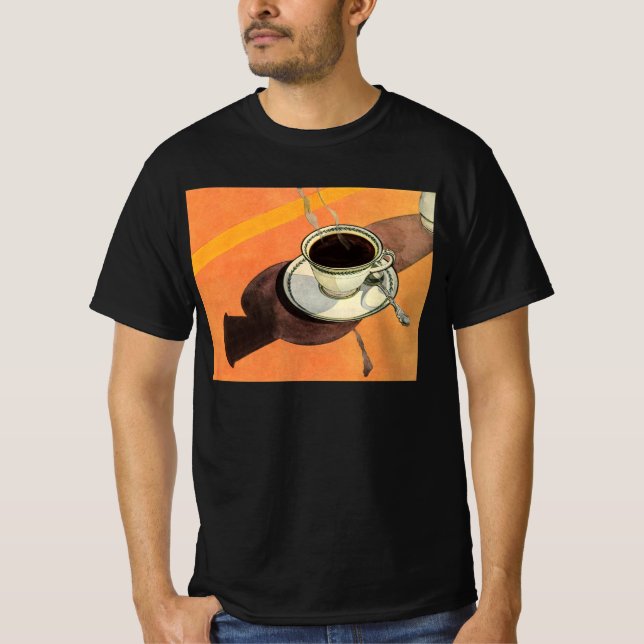Antik kopp kaffe, fat, sked, retro diner tee (Framsida)