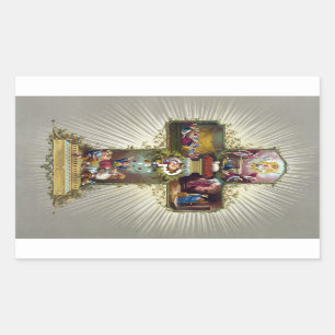 Antik kor för vintageglad påskreligiösa rektangulärt klistermärke