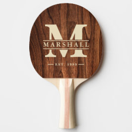 Antik Körsbärsträ Monogram & Namnöverlägg Pingisracket