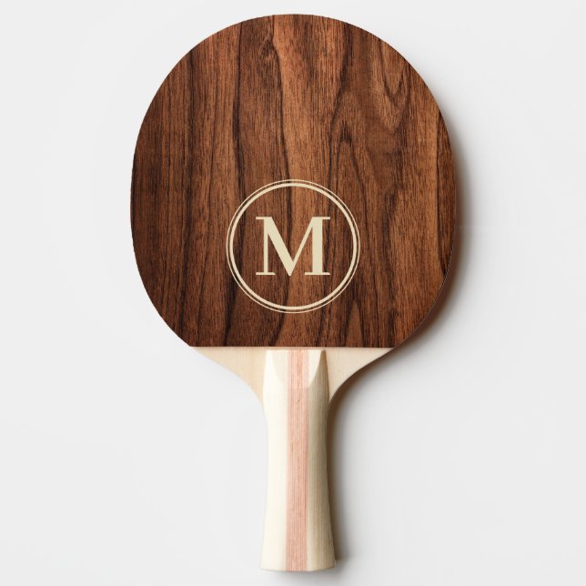 Antik Körsbärsträ Monogram Pingisracket (Baksidan)