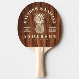 Antik Körsbärsträ Tropical Pineapple Bröllop Pingisracket