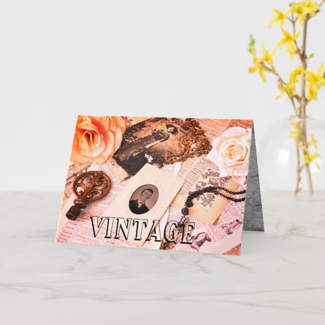 Antik Kort (Gul blomma)