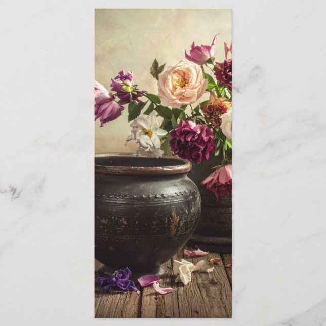 Antik kruka med blommor meny (Framsida)