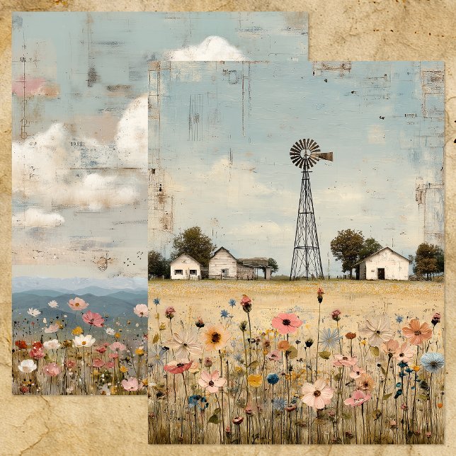 ANTIK KUNTRY BLANDAD MEDIA URKLIPPSBOK PAPPER (VINTAGE COUNTRY MIXED MEDIA SCRAPBOOK PAPER)