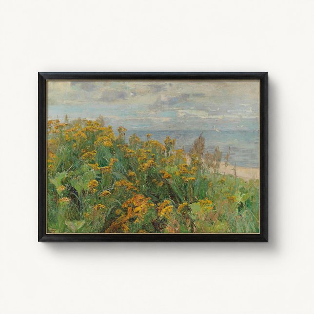 Antik kustdyn vildblommaaffisch poster (Coastal Wildflower Dune Wall Art Poster - close-up view (frame/decor not included))