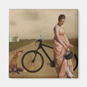 Antik kvinna med cykel magnet