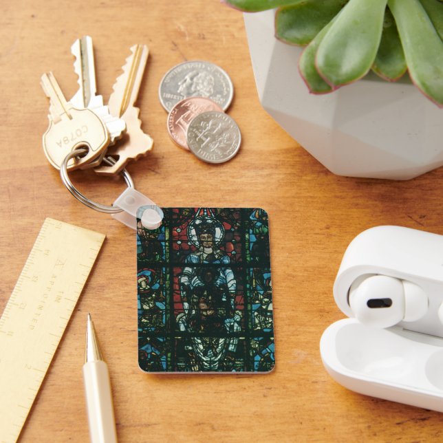Antik kyrkfönster med glasmålning nyckelring (Skrivbord)
