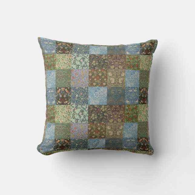 Antik Lappkvilt William Morris Mönster Kudde (Framsida)