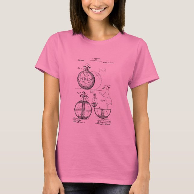 Antik leksak 1908 Roly Poly Patentritning T-shirt (Framsida)