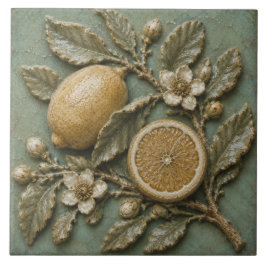 Antik Lemoongren Botanisk Falsk Relief Kakelplatta