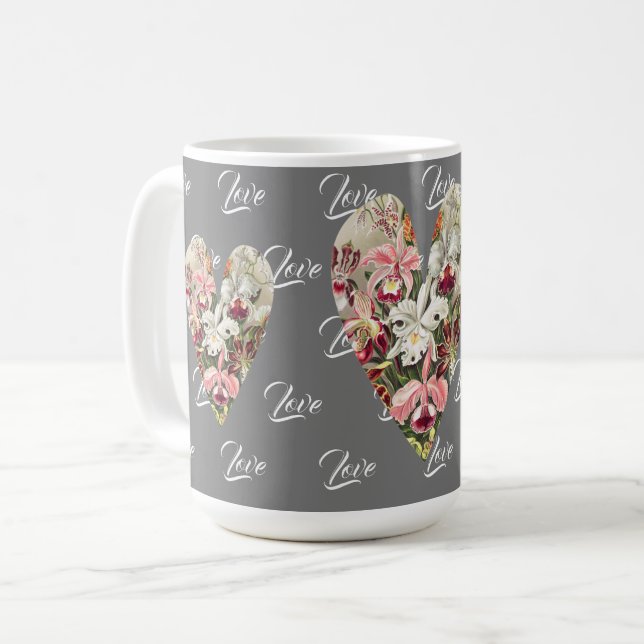 Antik lily blomster hjärtan kärlek mugg kopp (Framsida vänster)