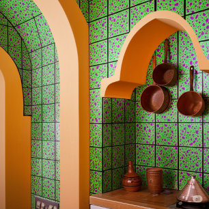Antik Limegrön Vägg Art Deco Lila Klassisk Kakelplatta