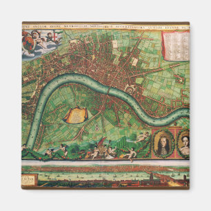 Antik Londons gatukarta av Johannes de Ram, 1689 Magnet
