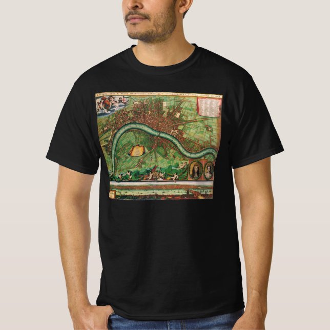 Antik Londons gatukarta av Johannes de Ram, 1689 Tee (Framsida)