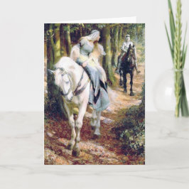 Antik målning för medeltida riddaredam kort