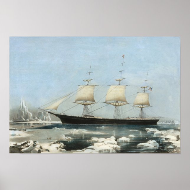 Antik marin segelfartyg Isberg Väggkonst (Framsidan)