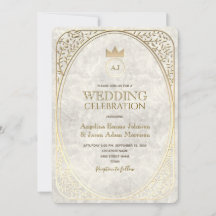 Antik Marmor och Guld Blommig Ram Bröllop