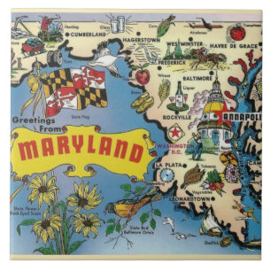 Antik Maryland-karta Keramisk platta Kakelplatta