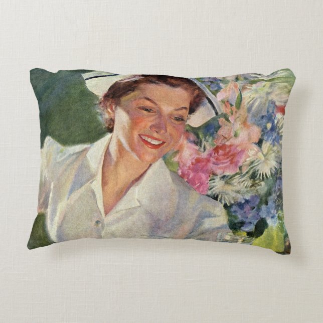 Antik Medicin, Glad Sjuksköterska i Uniform Prydnadskudde (Baksidan)