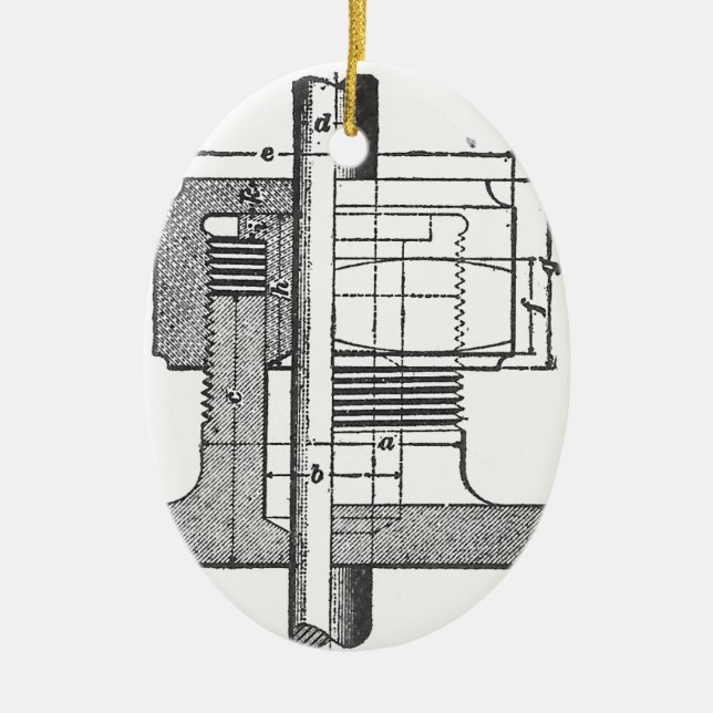 Antik mekanisk verktygingenjör julgransprydnad keramik (Framsidan)